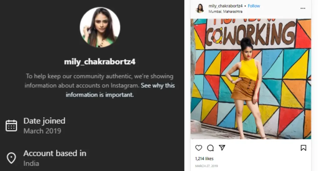 Soumily Chakraborty Instagram account screenshot