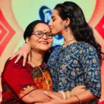Indrani Bhattacharyya with her mother.